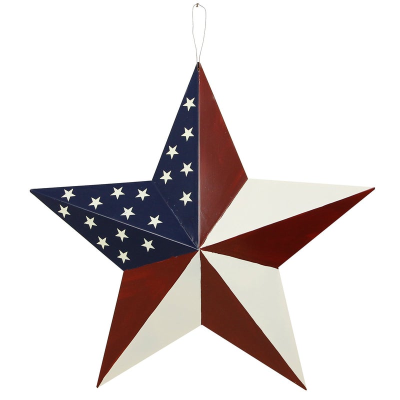 YK Decor Patriotic Barn Star Metal Wall Decor Indoor Outdoor Wall Hanging Primitive Decor Star Ornament 4th of July Decoration - Image 1